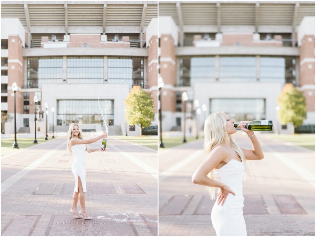 Champagne pop on the Walk of Champions at Bryant Denny Stadium.